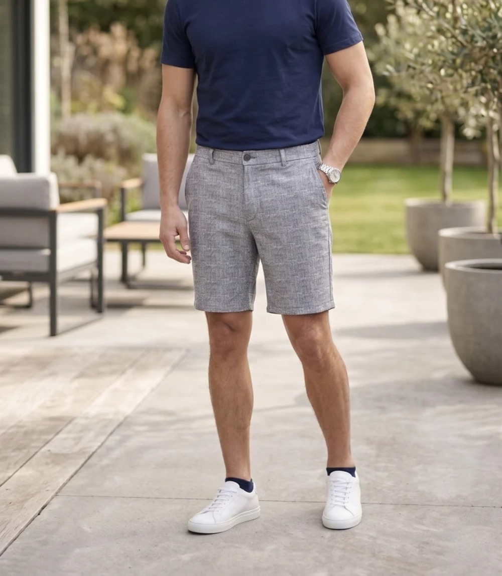 American Heritage Melange Grey Printed Performance Knit 7 Shorts/59209"